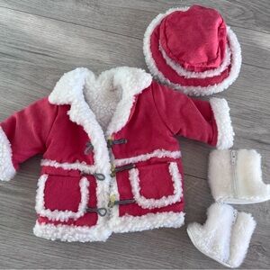 Doll Clothes 18" Pink Winter Jacket Hat Boots Compatible With 18" Dolls